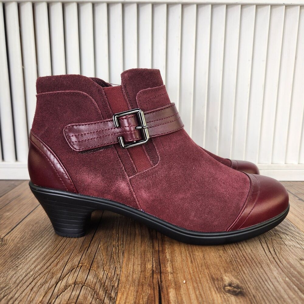 Orthofeet Bioheels Emma 245 Burgundy Booties Womens 9 B Red Orthotic Ankle Boots